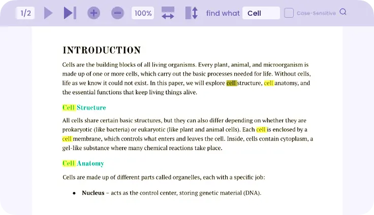 Search & Highlight Content