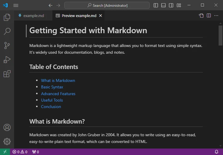 HTML로 변환하기 전에 Markdown 미리보기