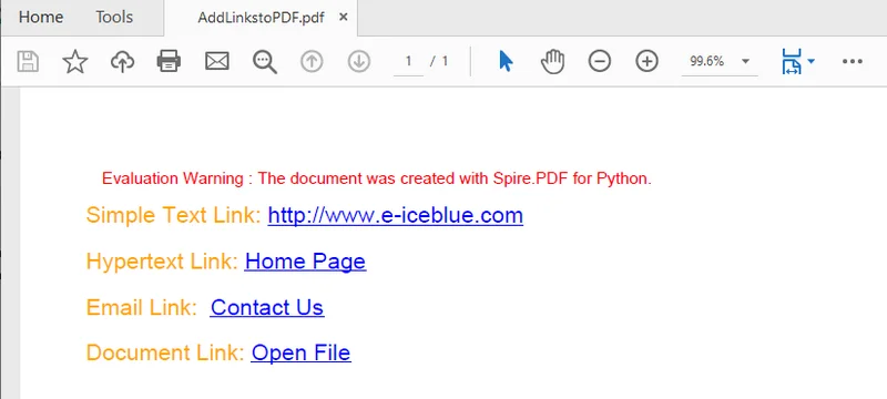 Ajouter des hyperliens dans un PDF avec Free Spire.PDF