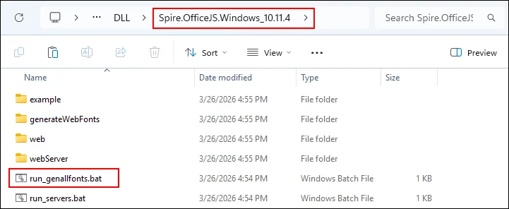 run font generation sript