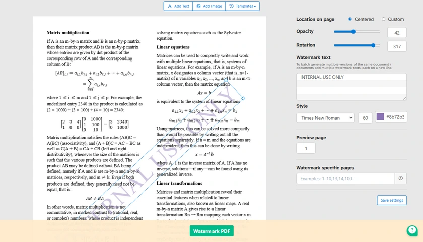 Adicionar marca d'água a PDF usando uma ferramenta online