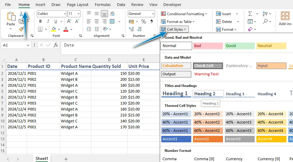 Cell Styles in Excel