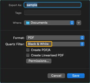 Choisissez Noir et Blanc sous Filtre Quartz