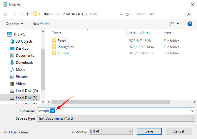 Изменить расширение .csv на .txt
