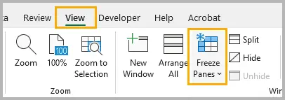 Go to view then freeze panes