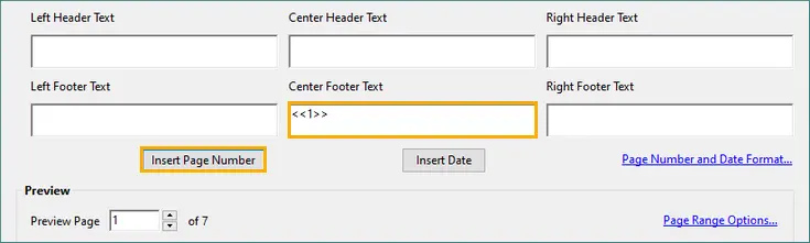 Clique no botão Inserir Número de Página