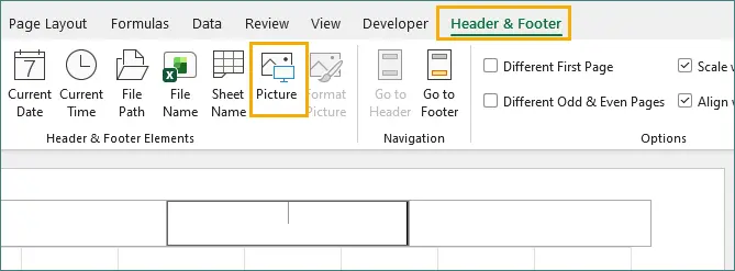 Klicken Sie auf Bild im Bereich Kopf- und Fußzeile