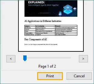 Cliquez sur Imprimer dans Adobe