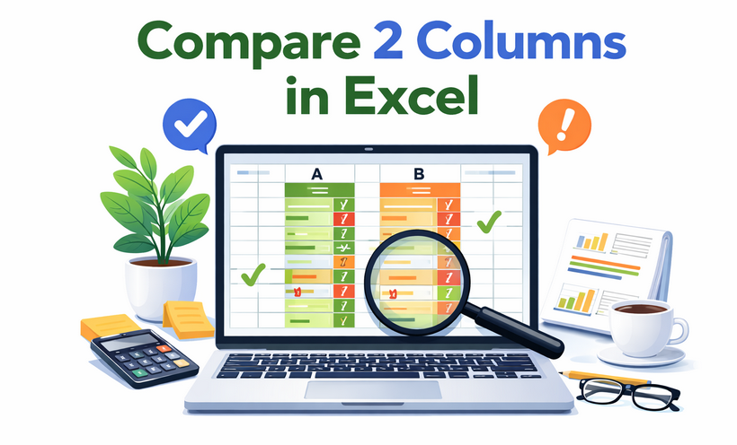 Comparar dos columnas en Excel para diferencias o coincidencias