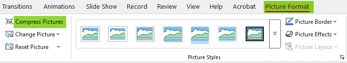 Click PowerPoint's Compress Pictures tool