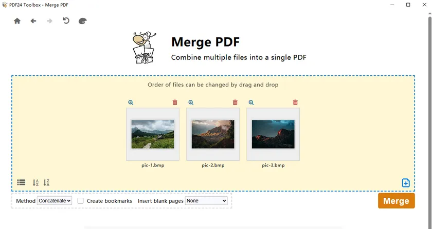 Convert BMP to PDF Using PDF24