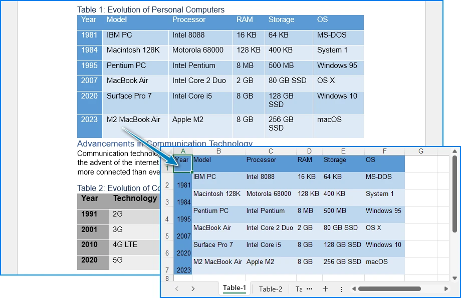 DOCX to XLSX conversion result by Python