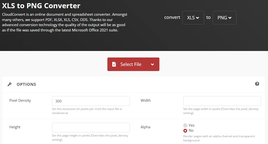 Convert Excel to PNG online for free