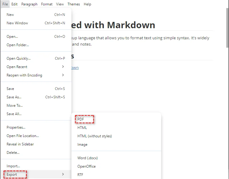 Convert Markdown to PDF with Typora