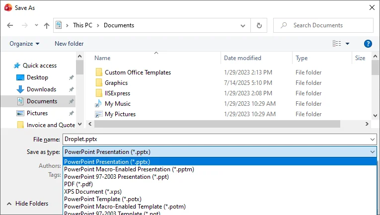 ODP mit Microsoft PowerPoint in PPTX konvertieren