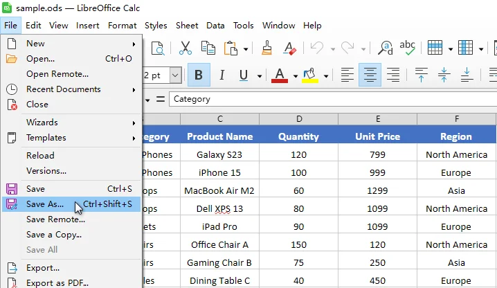 Convert ODS to Excel Using LibreOffice or OpenOffice