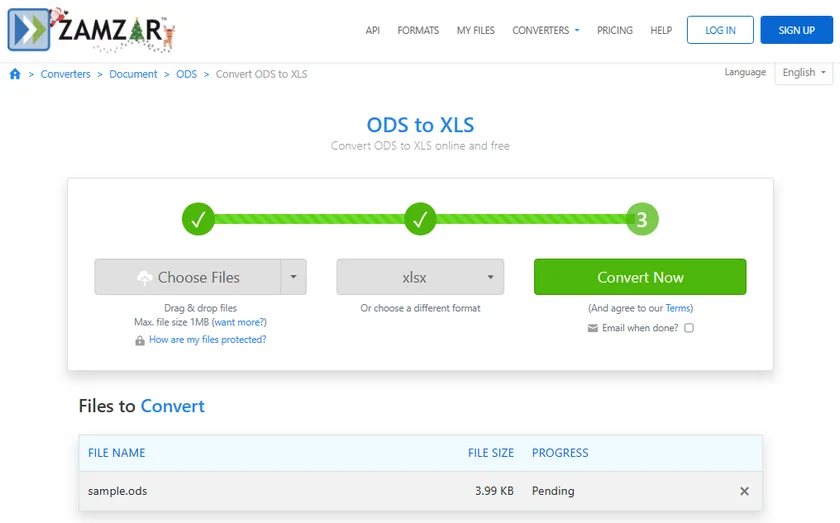 Convert ODS to Excel XLSX or XLS Online for Free