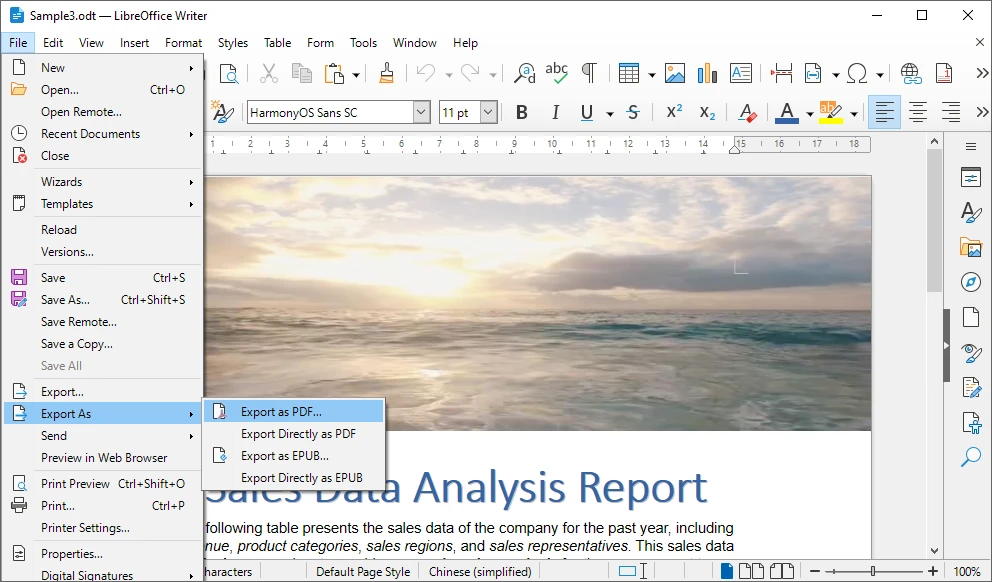 Open ODT File in LibreOffice Writer