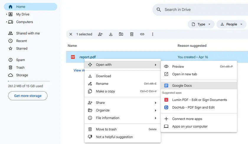 PDF in Google Docs konvertieren
