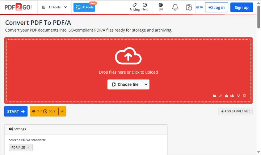 Converter arquivos PDF para PDF/A online gratuitamente