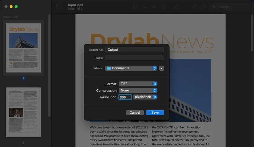 Convert PDF to TIFF Using Preview on Mac