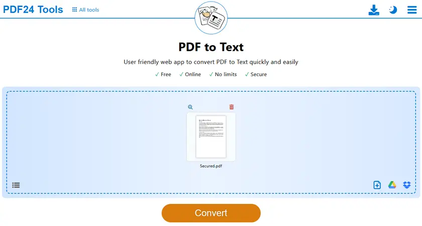 Convert PDF to Text Online