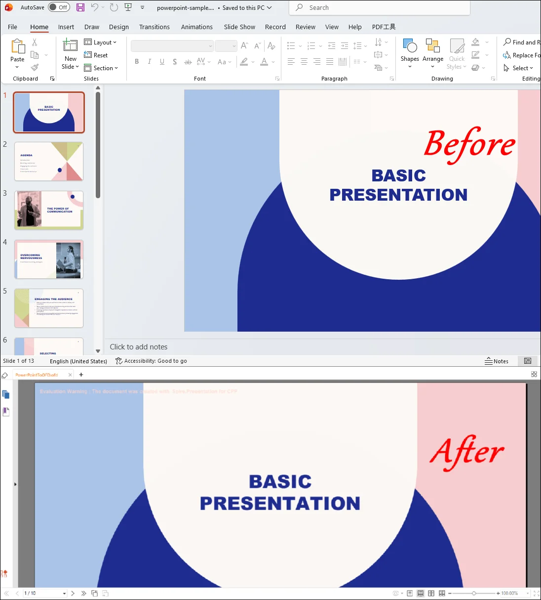 conversion result of using spire presentation for c++ to convert powerpoint to ofd format