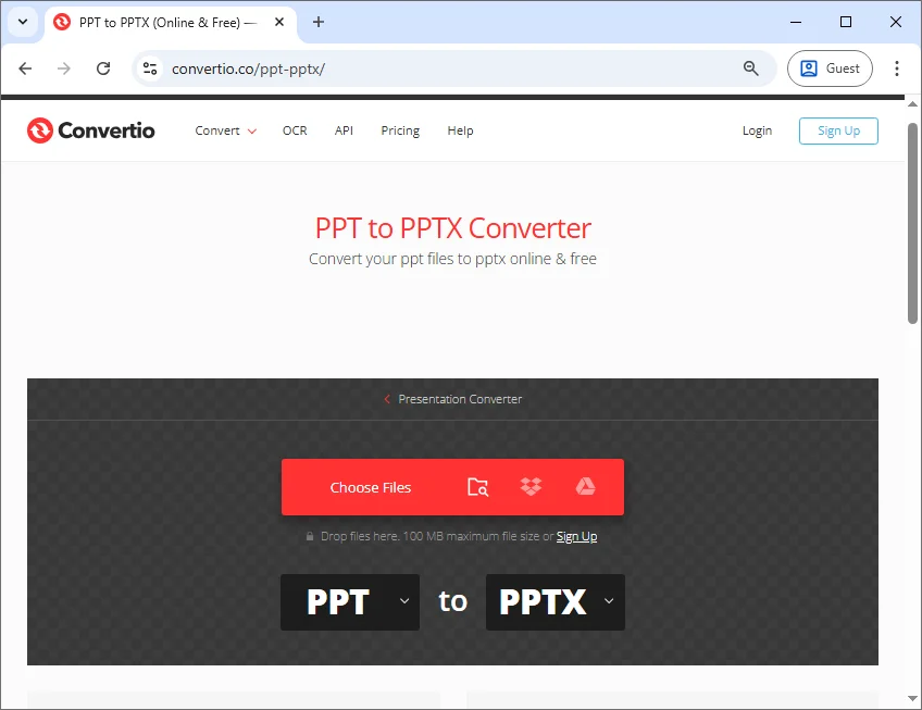 Convert PPT to PPTX Online for Free