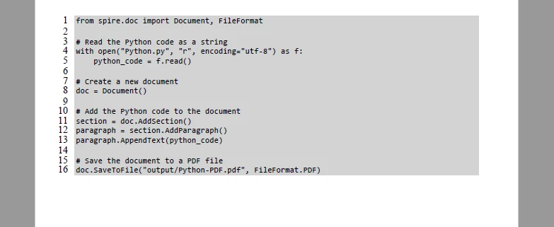 Преобразование Python в PDF с помощью Spire.Doc