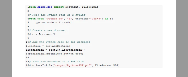 Преобразование Python в PDF с форматированием с использованием Pygments и Spire.Doc
