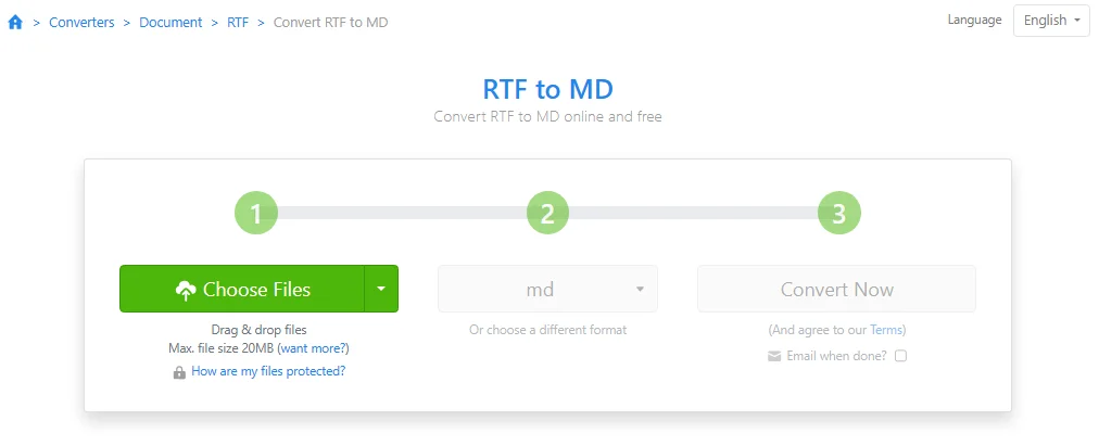 온라인에서 RTF를 Markdown으로 변환