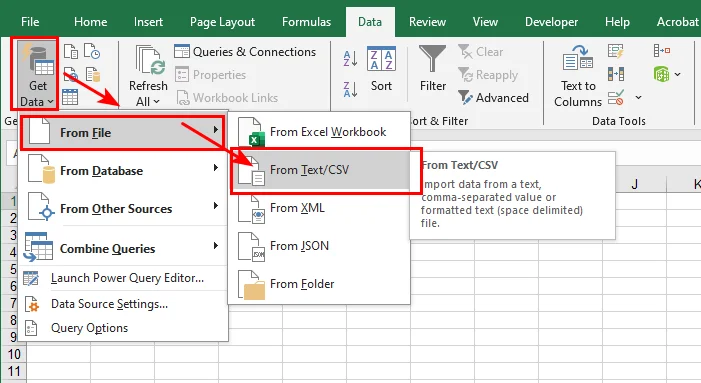 Convertir des fichiers TXT en Excel en utilisant Obtenir des données à partir d'un fichier texte