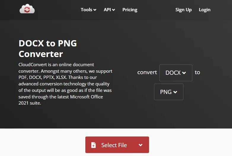 Convert Word Document to PNG with cloudconvert