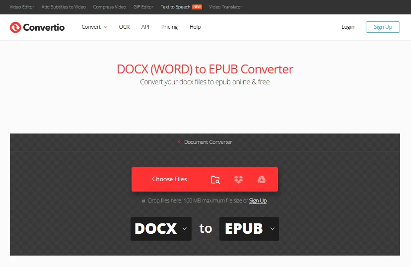 Convert Word to EPUB Online for Free