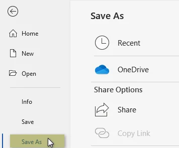 Click Save As in Microsoft Word