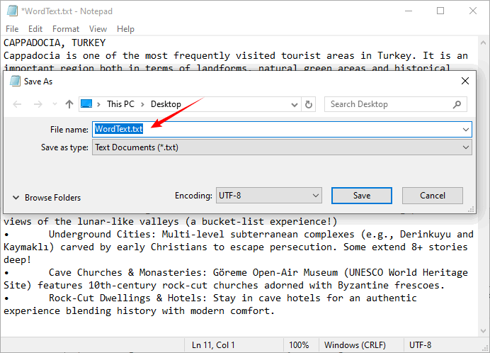 Copy text from Word and paste to Notepad