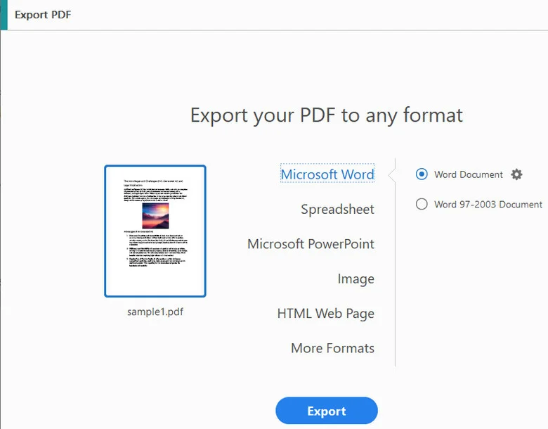 Exportar PDF para um Documento Word