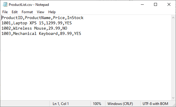 Create a simple CSV file from scratch using C#