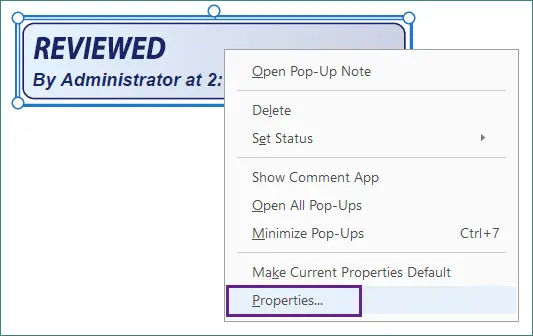Choose properties to further customize the stamp