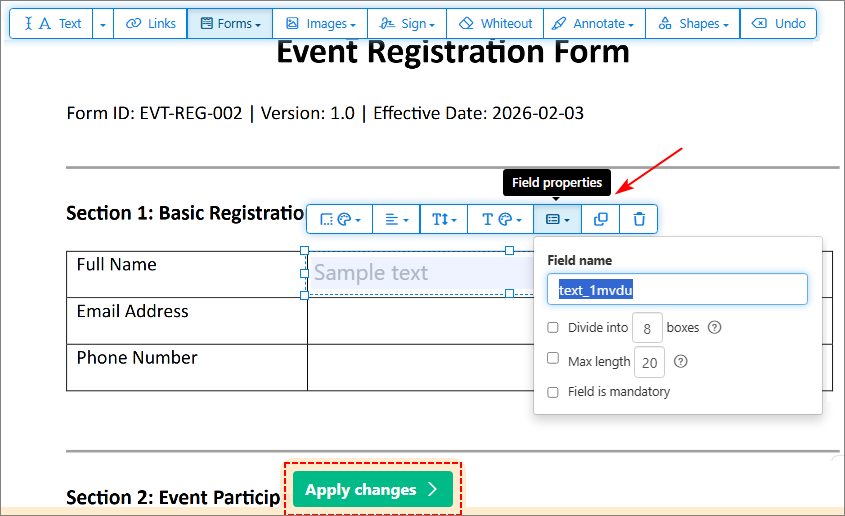 Create a fillable PDF for free using an online PDF editor