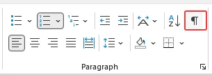 ¶ button in Word to toggle hidden formatting marks