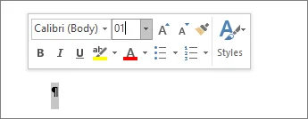 Change Font Size to 1 for the Paragraph after a Table