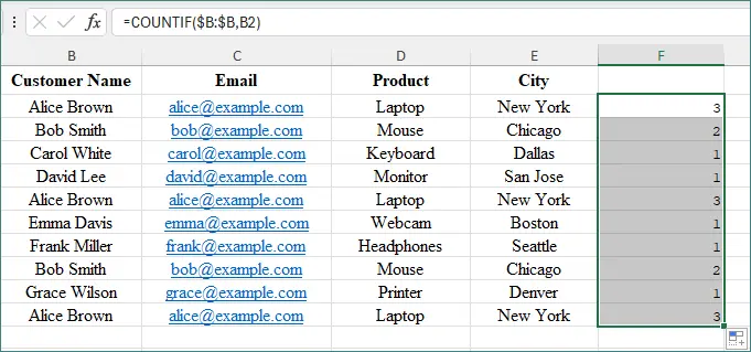 drag the formula down