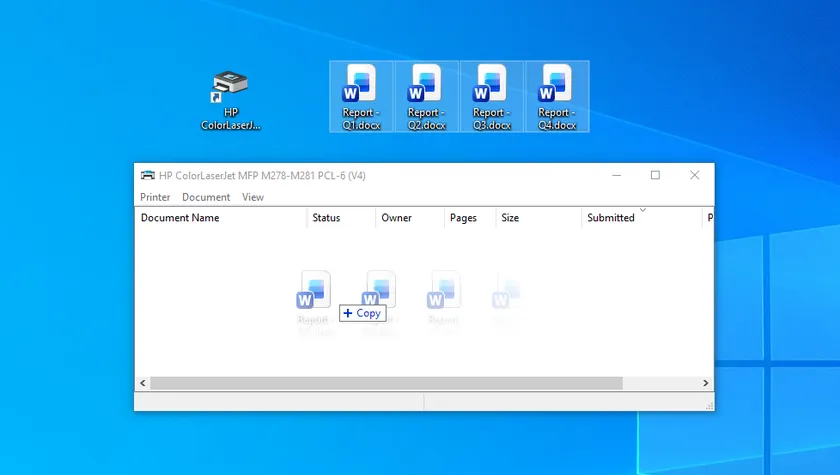 Drag Multiple Word Files to Print Queue Window