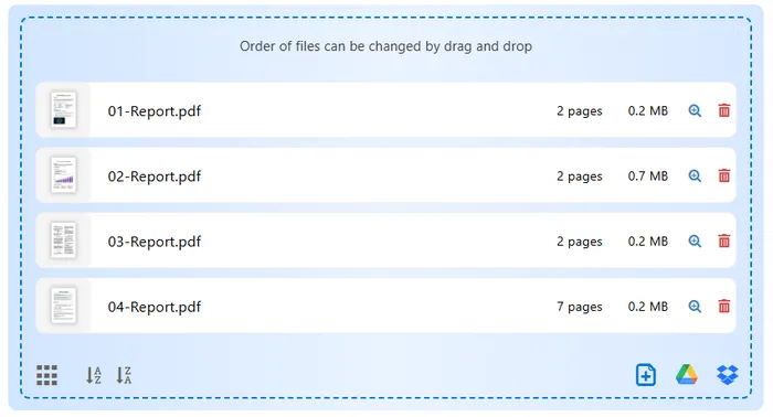Faites glisser les PDF dans l'ordre exact lors de la fusion