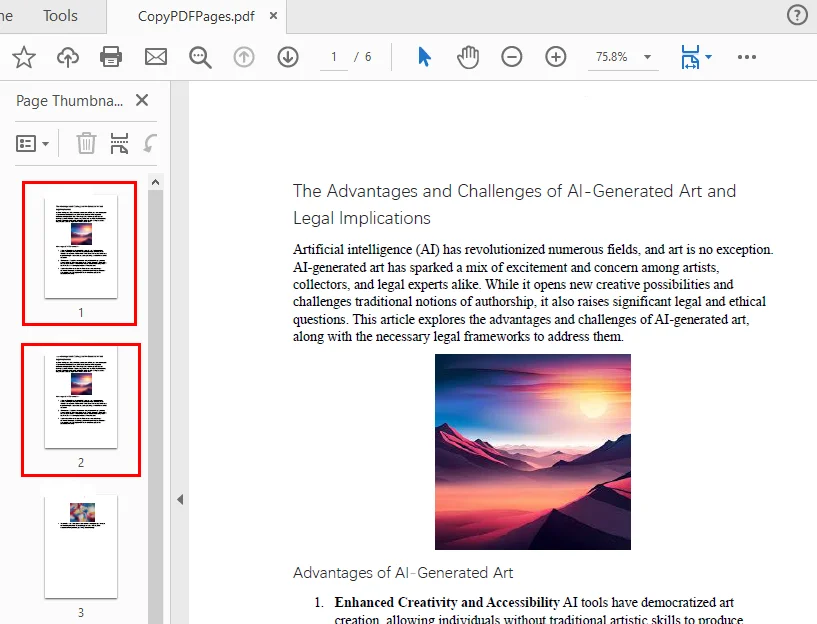 Duplicated Pages in PDF