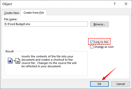 Incrustar Excel como un objeto en MS Word