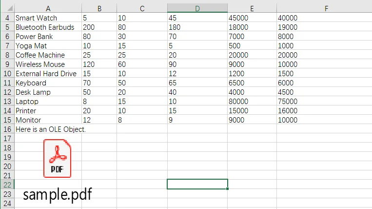 Preview of the Result Excel File