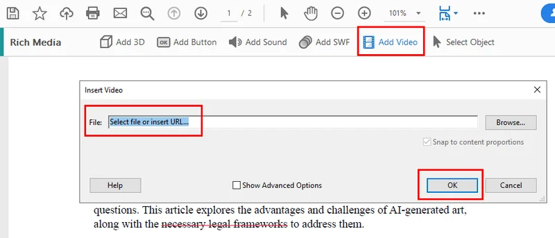 How to Embed Video in PDF through Rich Media with Adobe Acrobat