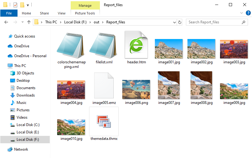 The folder containing extracted Word images